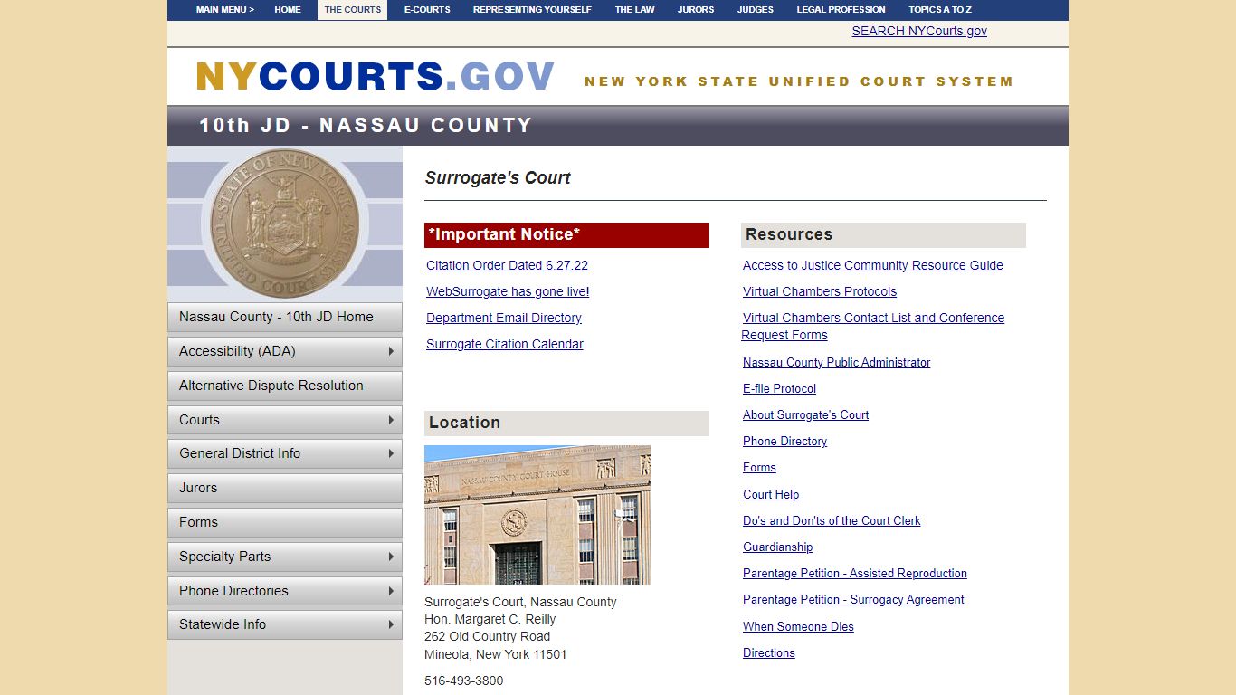 Surrogate's Court - Nassau - 10th JD | NYCOURTS.GOV